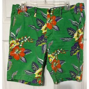 Polo Ralph Lauren Floral Shorts Mens Size 34 Green‎ Orange Hawaiian READ